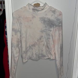 Pastel sky turtle neck crop top